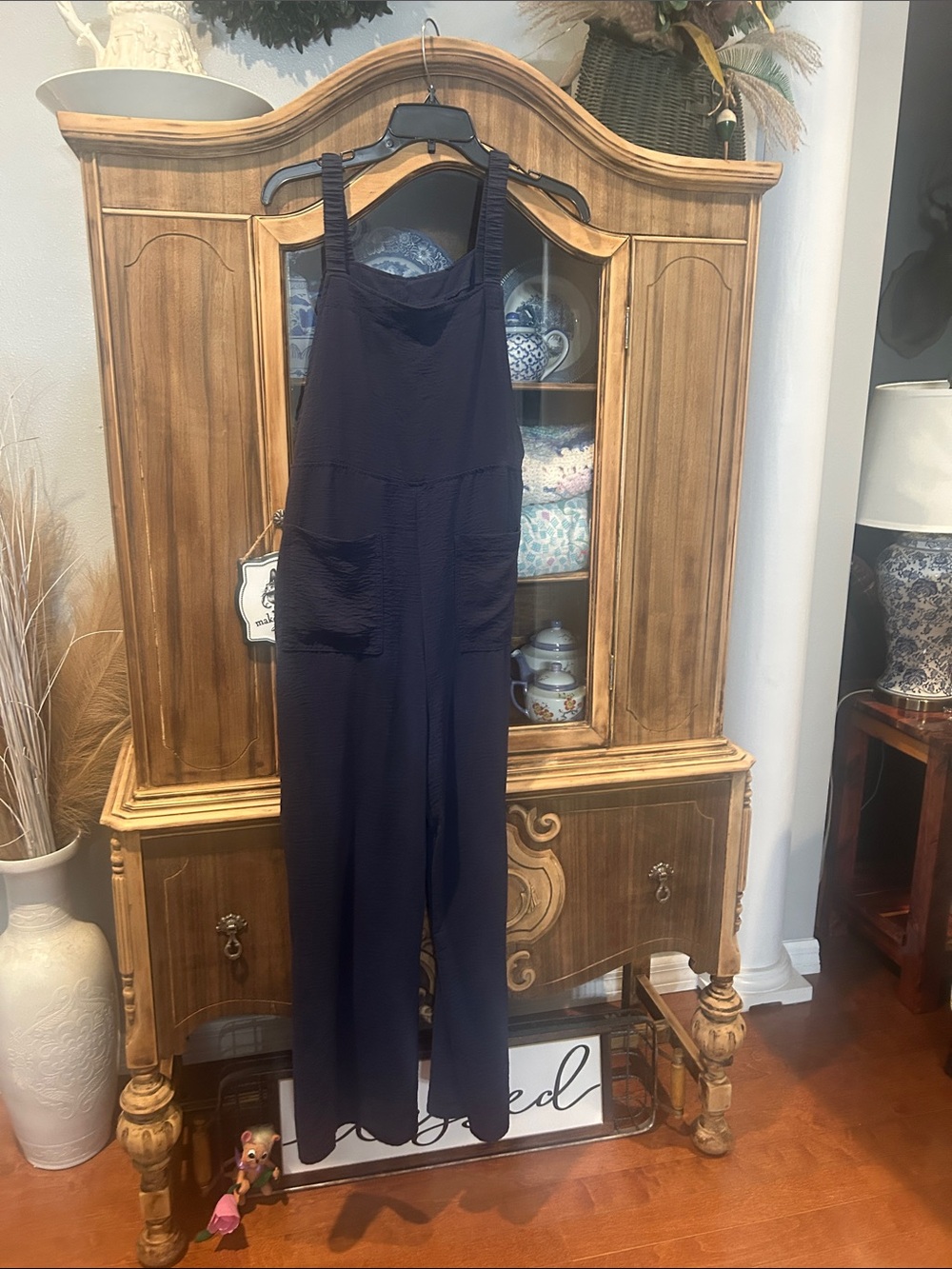 Women's Navy Wide-Leg Jumpsuit